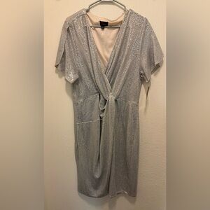 Elegant Silver Sequin Wrap Dress